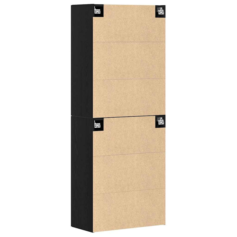 Wandkast 2 Pcs 69.5 X 34 X 90 Cm Bewerkt Hout Zwart Eiken