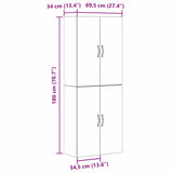 Wandkast 2 Pcs 69.5 X 34 X 90 Cm Bewerkt Hout Zwart Eiken