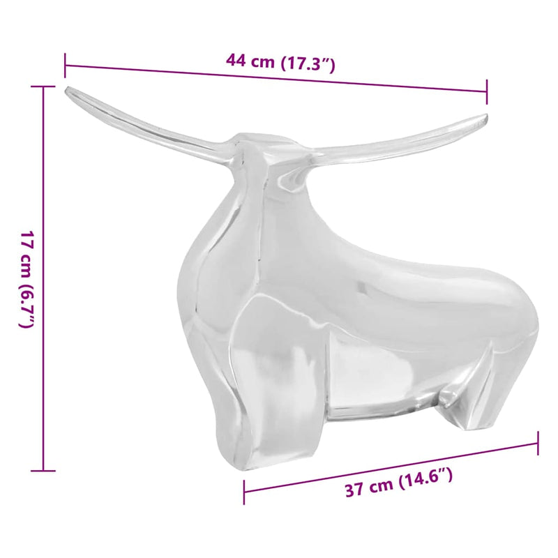 Stierensculptuur Zilver Aluminium