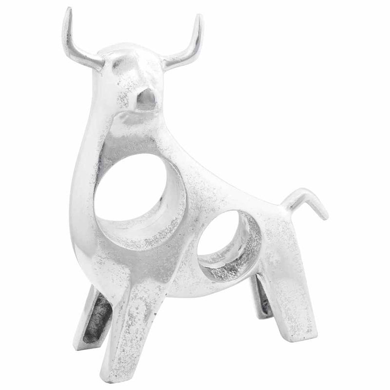 Stierensculptuur Zilver Aluminium