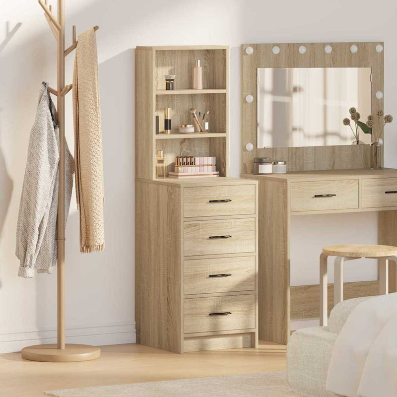 Highboard Met Lade 40 X 41 X 135 Cm Bewerkt Hout