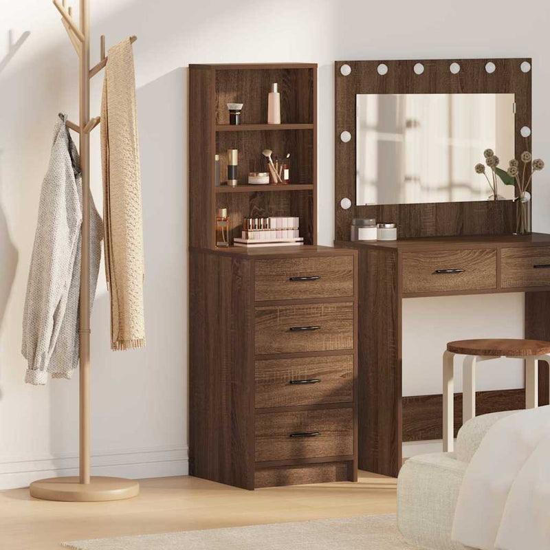 Highboard Met Lade 40 X 41 X 135 Cm Bewerkt Hout