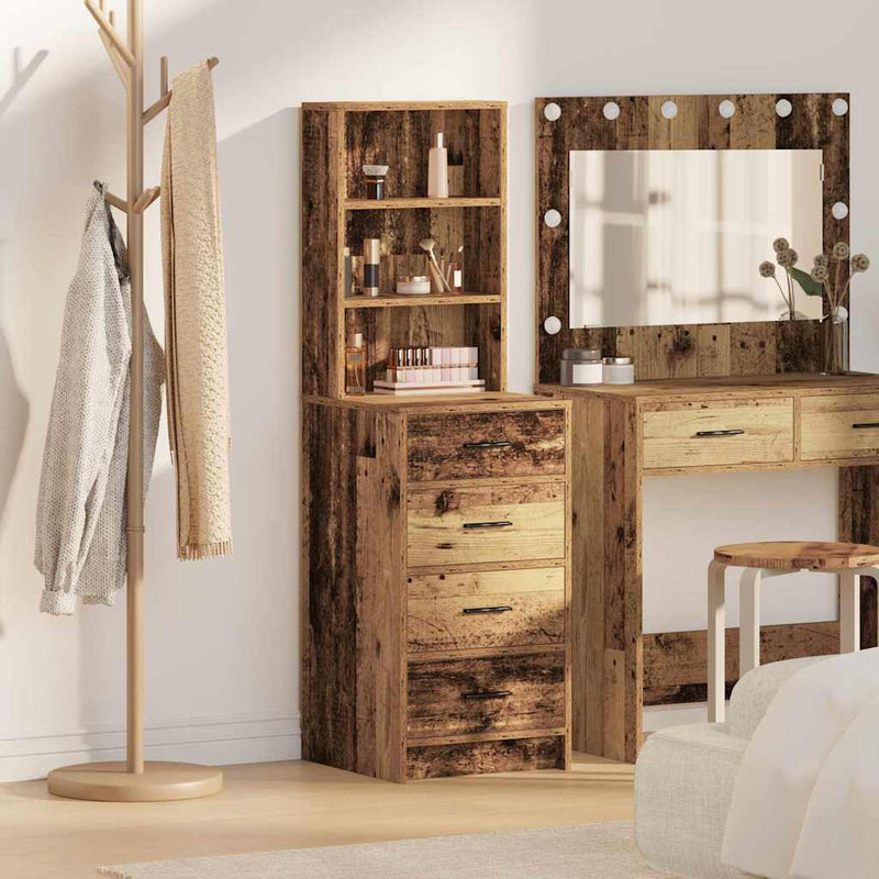 Highboard Met Lade 40 X 41 X 135 Cm Bewerkt Hout