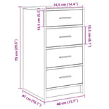 Dressoir Met Lade 40 X 41 X 75 Cm Bewerkt Hout