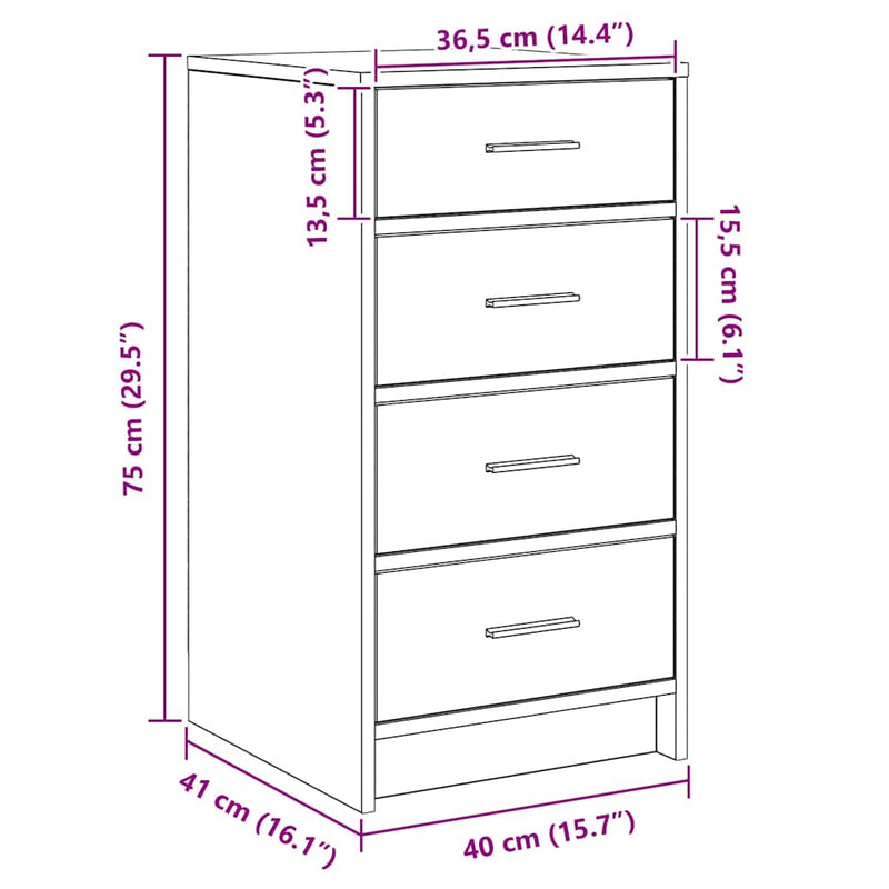 Dressoir Met Lade 40 X 41 X 75 Cm Bewerkt Hout