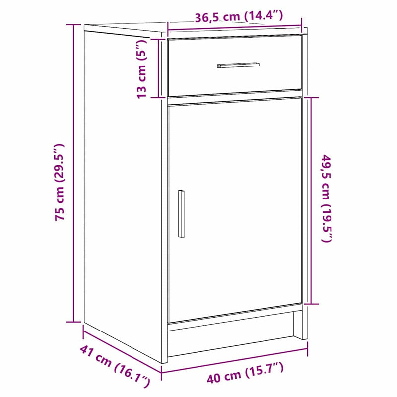 Dressoir Met Lade 40 X 40,5 X 75 Cm Bewerkt Hout