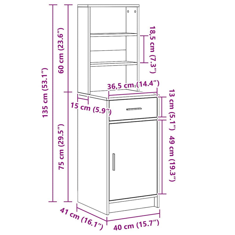 Highboard Met Lade 40 X 40,5 X 135 Cm Bewerkt Hout