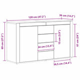 Dressoir Met Lade 120 X 36 X 69 Cm Bewerkt Hout