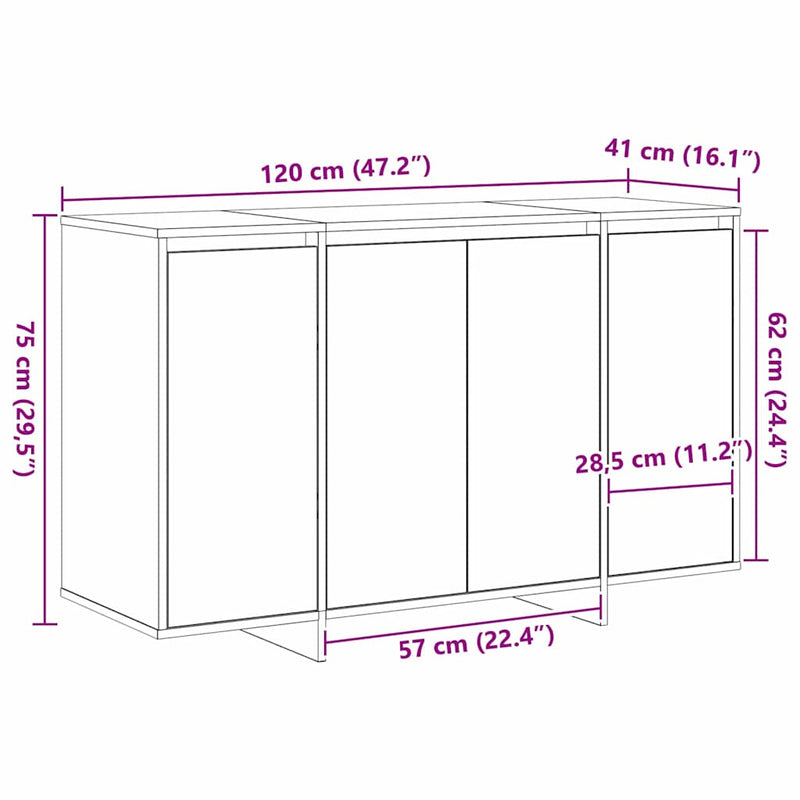 Dressoir 120 X 41 X 75 Cm Bewerkt Hout