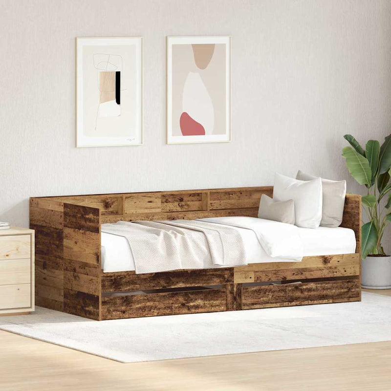 Slaapbank Met Lades Zonder Matras Eiken