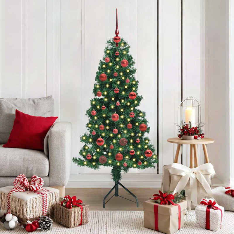 Kunstkerstboom Met Led's En Kerstballen Hoek 210 Cm Pvc