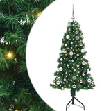 Kunstkerstboom Met Led's En Kerstballen Hoek 210 Cm Pvc