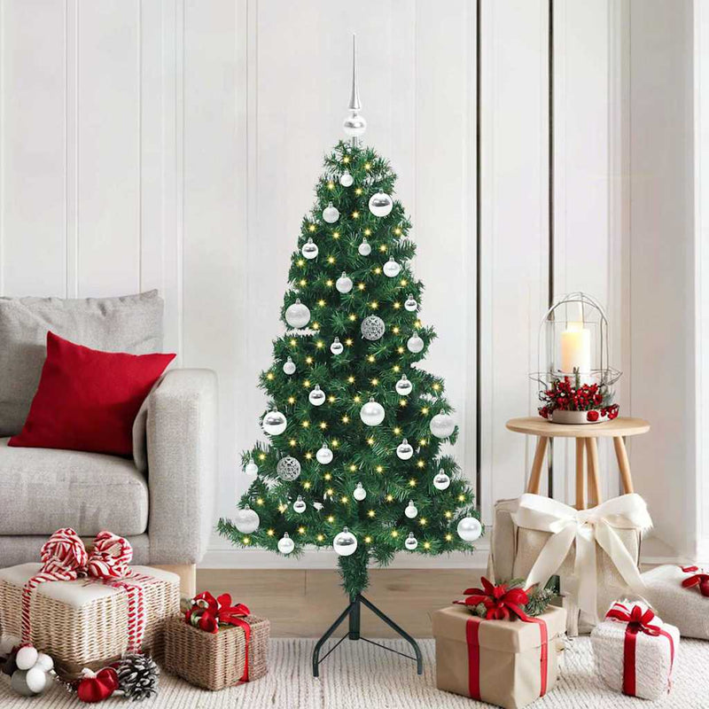 Kunstkerstboom Met Led's En Kerstballen Hoek 210 Cm Pvc