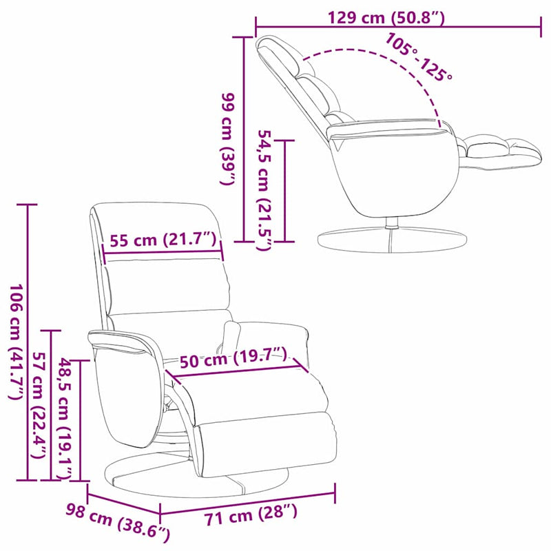 Massage Recliner Stoel 71 X 98 X 106 Cm Kunstleer