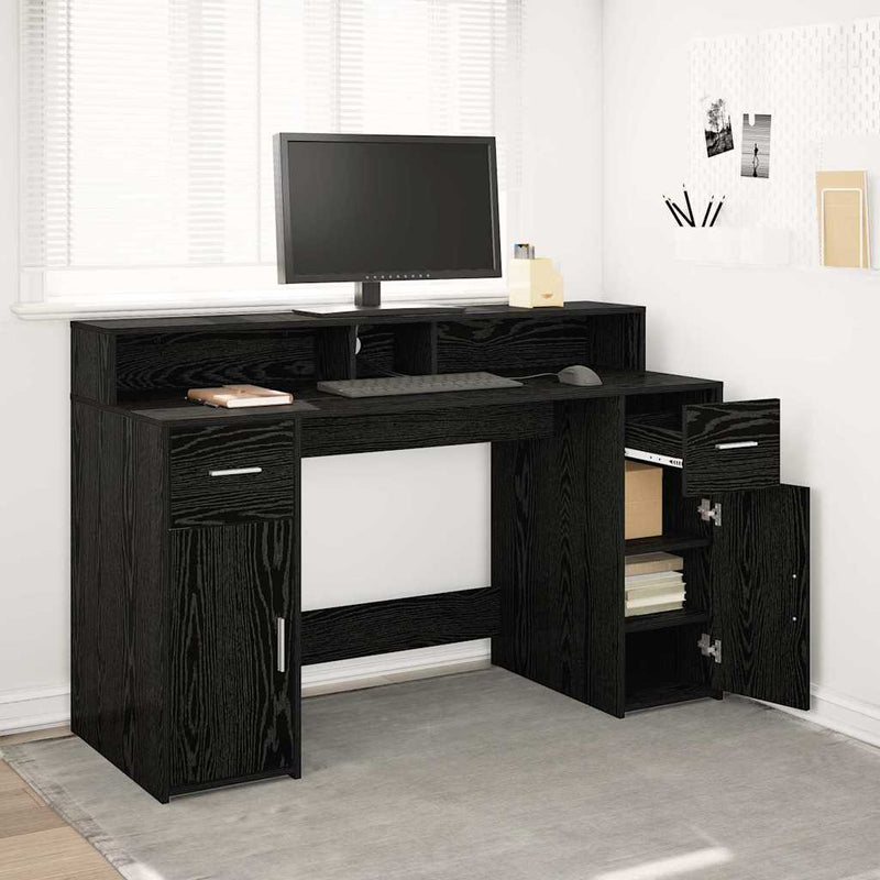 Bureau Met Led-Verlichting Hout Artisanaal Eiken