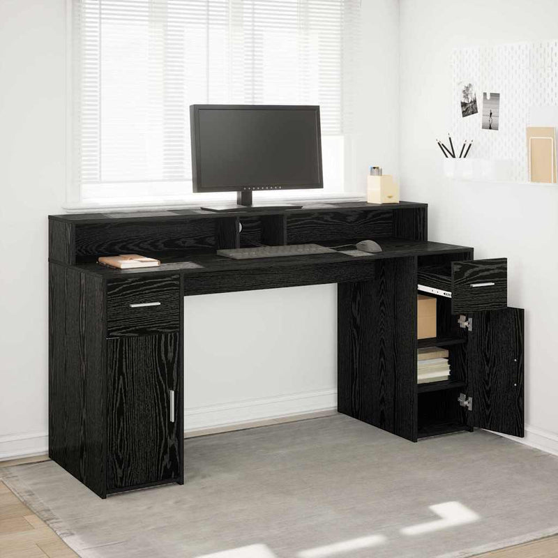 Bureau Met Led-Verlichting Hout Artisanaal Eiken
