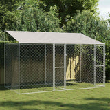 Hondenkooi Met Dak Zilver 200 X 200 X 258 Cm Staal En Pe