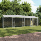 Hondenkooi Met Dak Zilver 200 X 200 X 258 Cm Staal En Pe