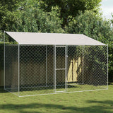 Hondenkooi Met Dak Zilver 200 X 200 X 258 Cm Staal En Pe