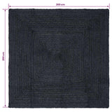 Vloerkleden Vierkant Donkergrijs 200 X 200 Cm Jute