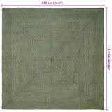 Vloerkleden Vierkant Olijfgroen 240 X 240 Cm Jute