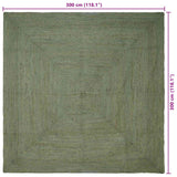 Vloerkleden Vierkant Olijfgroen 300 X 300 Cm Jute
