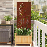 Tuin Privacy Screen Bloemen Roestig 50 X 140 Cm Cortenstaal Wit