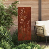 Tuin Privacy Screen Bloemen Roestig 50 X 140 Cm Cortenstaal Wit