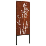 Tuin Privacy Screen Bloemen Roestig 50 X 140 Cm Cortenstaal Wit