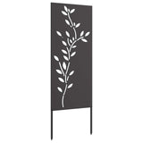 Tuin Privacy Screen Bloemen Zwart 50 X 140 Cm Koudgewalst Staal Cortenstaal