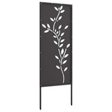 Tuin Privacy Screen Bloemen Zwart 50 X 140 Cm Koudgewalst Staal Cortenstaal
