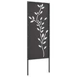 Tuin Privacy Screen Bloemen Zwart 50 X 140 Cm Koudgewalst Staal Cortenstaal