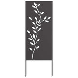 Tuin Privacy Screen Bloemen Zwart 50 X 140 Cm Koudgewalst Staal Cortenstaal
