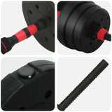 2-In-1 Halter Set 30Kg Zwart En Rood Cement En Ijzeren Zand