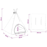 Dieren Teepee Met Kussen Wit En Grijs 40 X 40 X 50 Cm Polyester