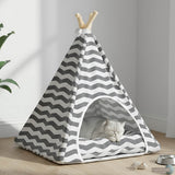 Dieren Teepee Met Kussen Wit En Grijs 40 X 40 X 50 Cm Polyester