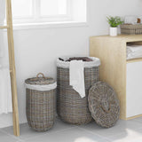Wasmand Met Deksel 2 Pcs Kubu Kubu Rattan