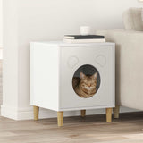 Kattenhuis Glanzend Wit 42,5 X 40 X 53 Cm Bewerkt Hout