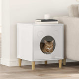 Kattenhuis Glanzend Wit 42,5 X 40 X 53 Cm Bewerkt Hout