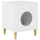 Kattenhuis Glanzend Wit 42,5 X 40 X 53 Cm Bewerkt Hout