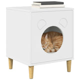 Kattenhuis Glanzend Wit 42,5 X 40 X 53 Cm Bewerkt Hout