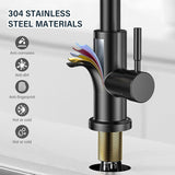 360° draaibare keukenkraan - hoge druk keukenkraan met uitschuifbare douche - Zwart & Zilver NIKYJM