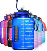 Sportwaterfles met drinktijden en rietje 3,78L/2,2L - Blauw - ETDW