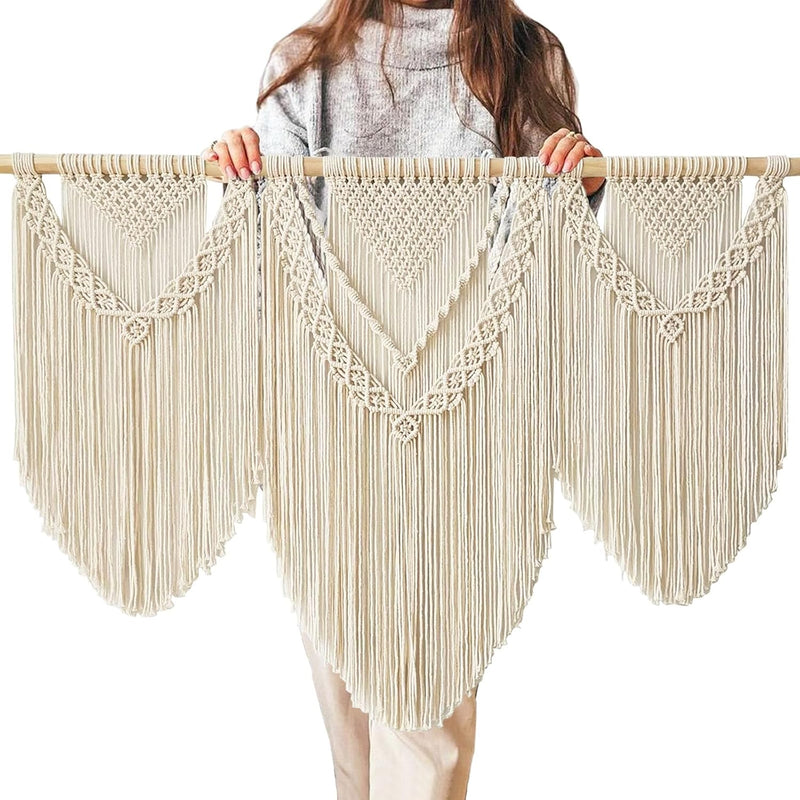 Model I Grote macramé wandhanger ter decoratie - Boho Geweven Wandkleed en Wanddecoratie - 110x82cm Hibisaws
