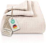Premium Mousseline Sprei – 100% Katoen – Extra Zachte Katoenen Deken als Knuffeldeken, Bedsprei – Warme Woondeken in verschillende maten (Beige) - LAYNENBURG
