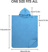 Surfponcho Omkleedhulp Strand voor Dames, Heren, Volwassenen en Tieners – Ultralichte en Sneldrogende Badponcho / Handdoekponcho van Microvezel –  (Blauw) - MOKANI