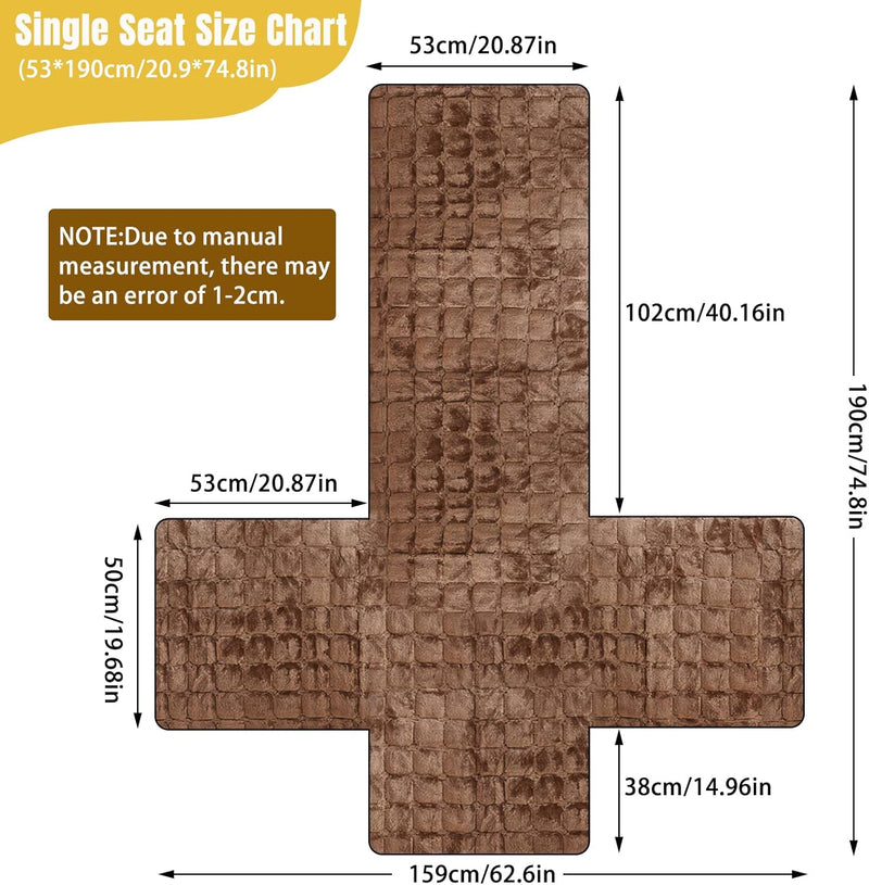 Premium beschermhoes voor fauteuil en tv-stoel-  met zakken en elastische band - bruin, 1 zit (53 x 190 cm) SEMGABO