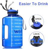 Sportwaterfles met drinktijden en rietje 3,78L/2,2L - Blauw - ETDW