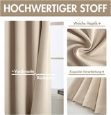Set van 2 Beige gordijnen met Ringen voor woon- en slaapkamer - Diverse maten MIULEE