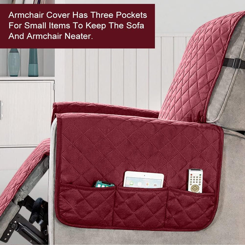 Fauteuilbeschermer Armstoelbeschermer met zakken, 1 Zits - Bordeaux- YancLife